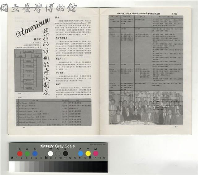 P6　建築師註冊的考試制度、P7　中國文化大學及都市設計學系系友會重要活動記實藏品圖，第1張